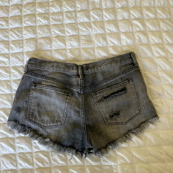 Free People Gray Distressed Denim Shorts - Picture 4 of 7